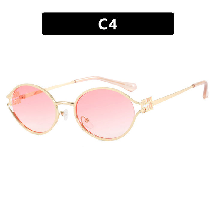 Women's Oval Sunglasses with Elegant Metal Frame and Fashionable Design Kalsten