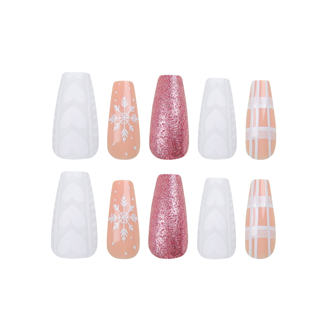 Artful Nail Extensions with Festive Glitter Design Kalsten