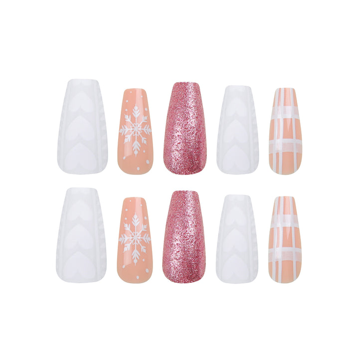 Artful Nail Extensions with Festive Glitter Design Kalsten