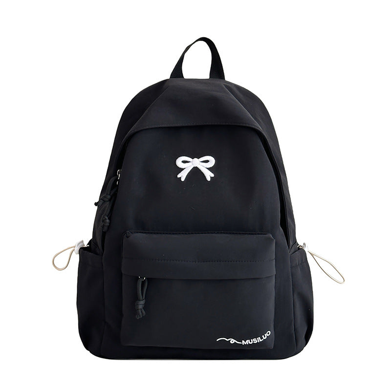 Bow-Embossed Casual School Backpack Kalsten