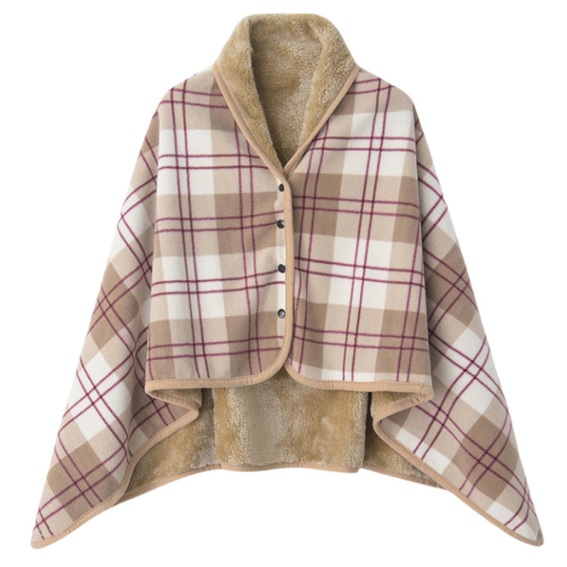 Women’s stylish hooded blanket with checkered pattern Kalsten