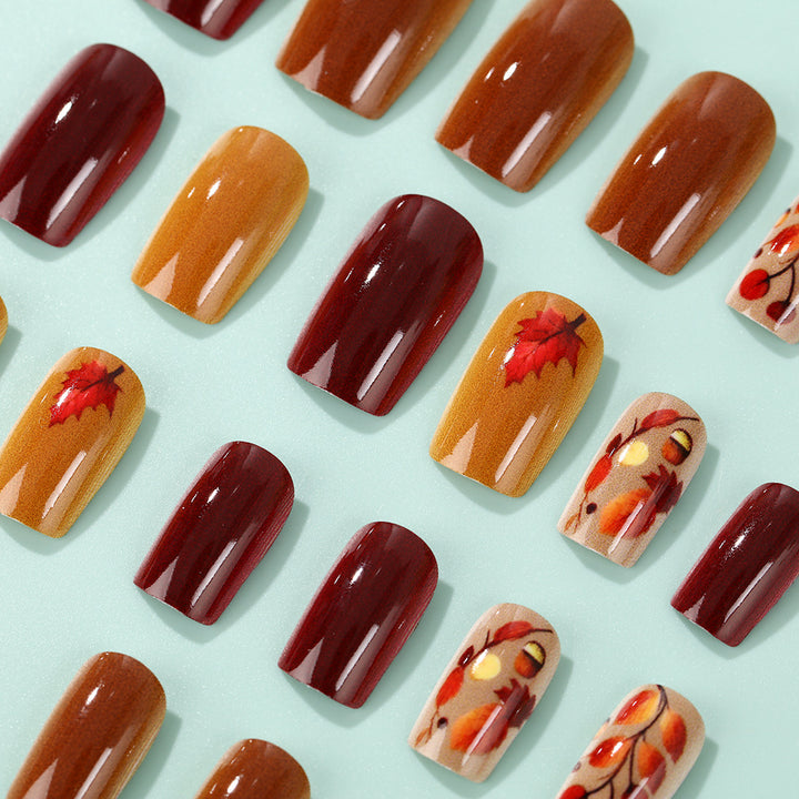 Artificial Nail Set with Natural Autumn Design Kalsten
