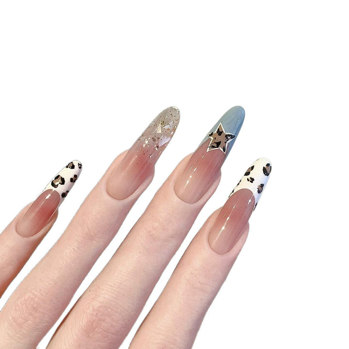 Artificial nails with creative glitter effect and animal design Kalsten