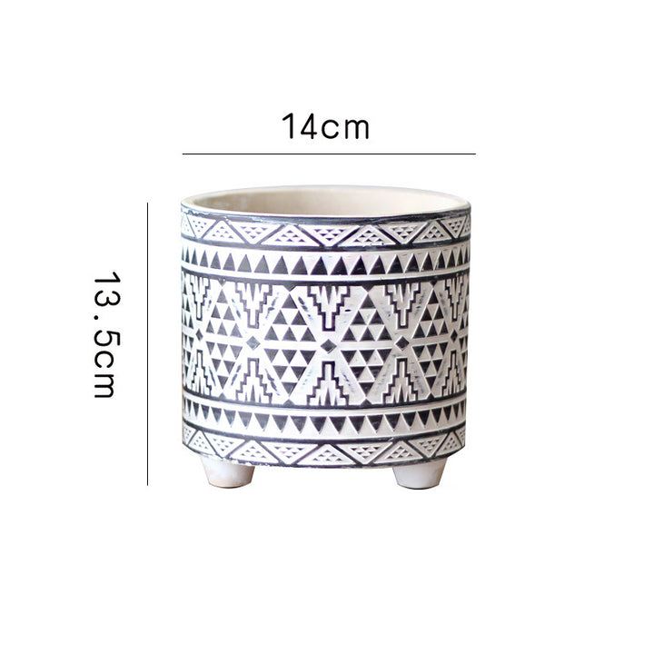 Decorative plant pot with geometric pattern Kalsten