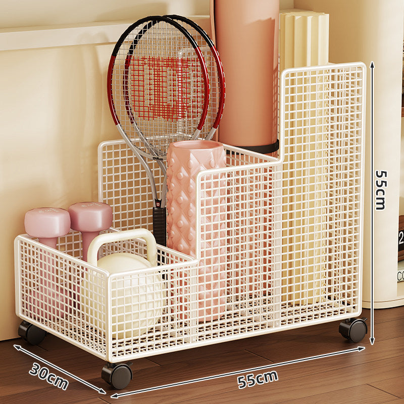Vertical Mesh Sports and Fitness Equipment Organizer Rack with Divided Compartments