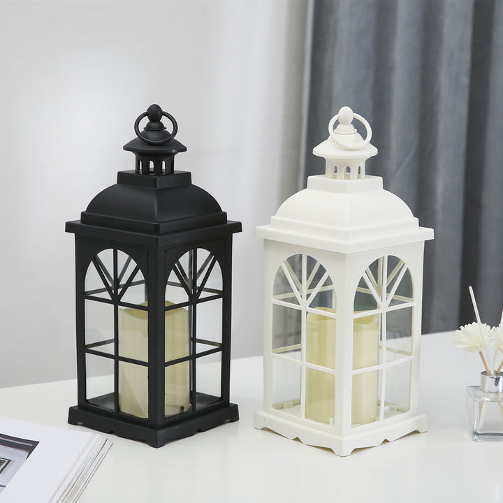 Vintage-Style Metal Lantern Candle Holder with Glass Panels Kalsten