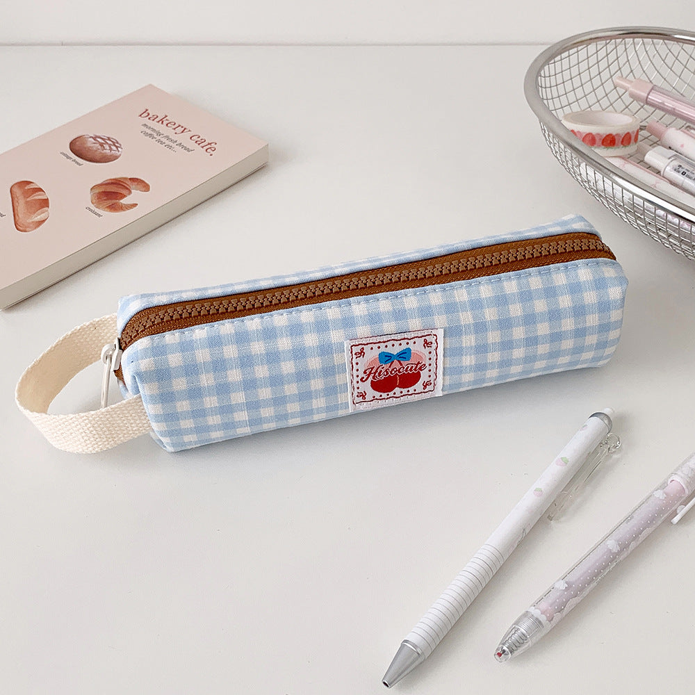 Vintage Checkered Pencil Case