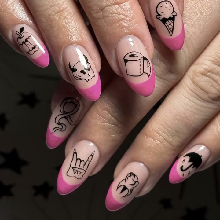 Artistic Press-On Nail Set with Funky Designs Kalsten