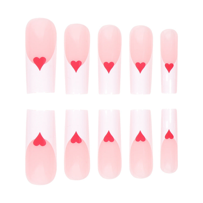 Romantic Heart-Design Acrylic Press-On Nails Kalsten