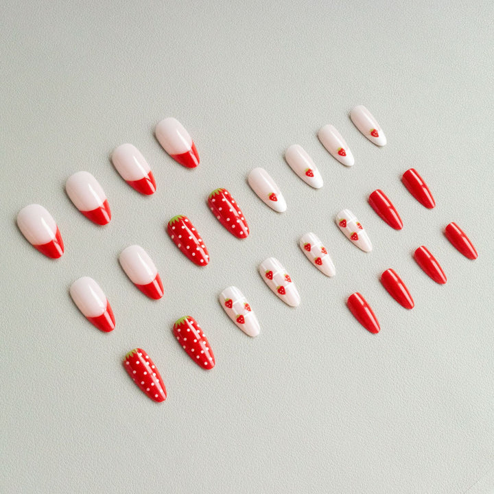 Strawberry-Themed Nail Art