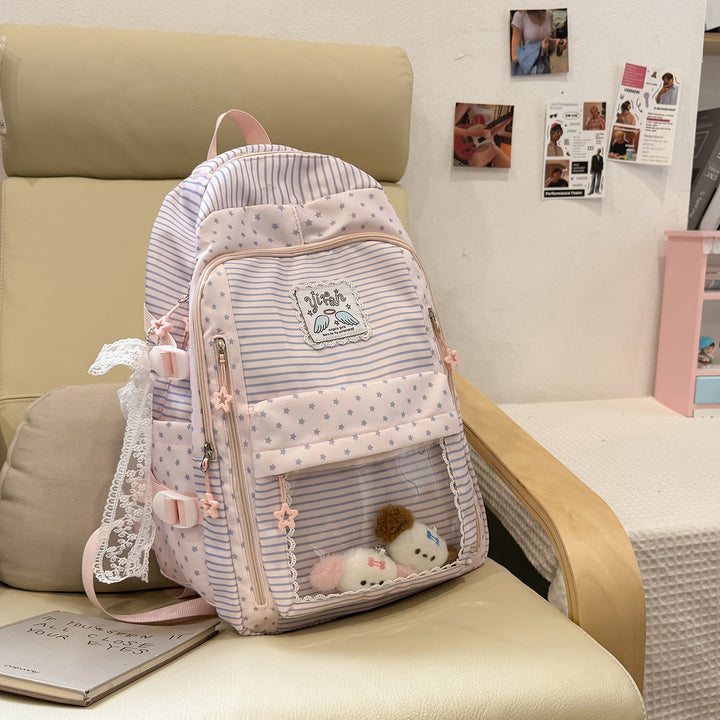 Trendy Striped School Backpack Kalsten