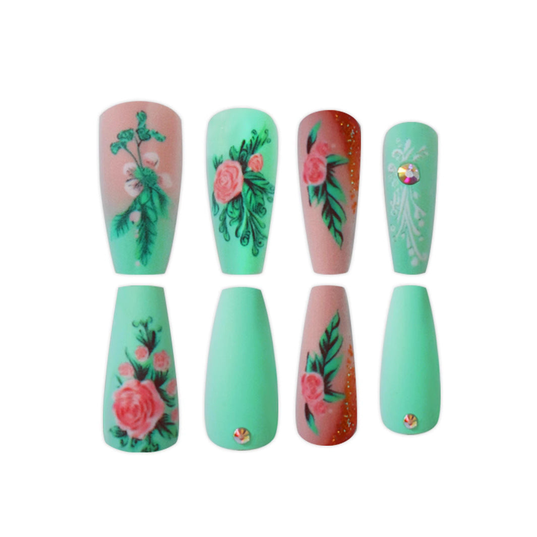 Floral Embellished Press-On Nail Set Kalsten