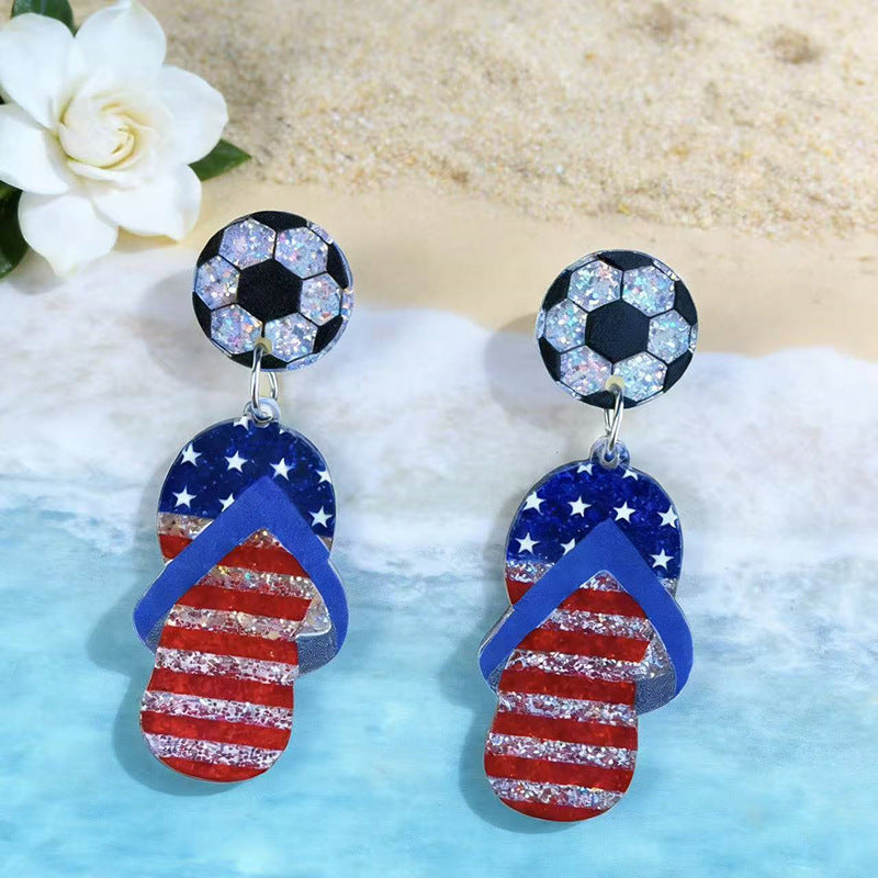 Women's long acrylic letter earrings three-piece with hologram and glitter effect Kalsten