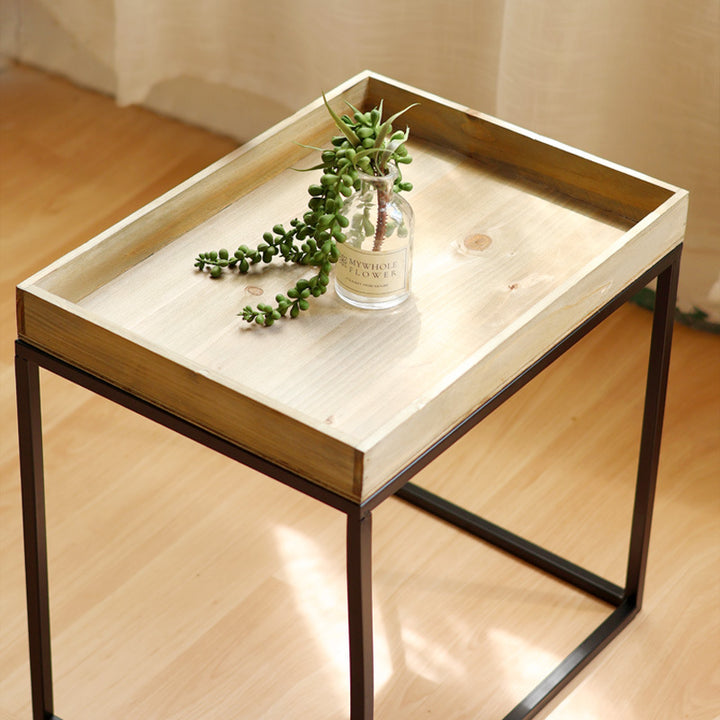Modern side table with protected wooden tray Kalsten