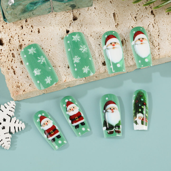 Glittering artificial nails in festive Christmas design Kalsten