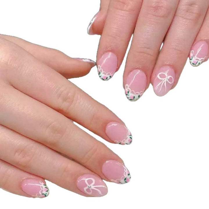 Artificial Nail Set with Elegant Bow Design Kalsten