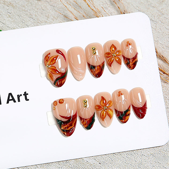 Artistic Nail Tips with Floral Details Kalsten