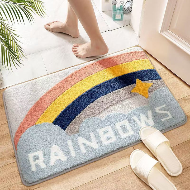 Cozy Rainbow-Themed Bath Mat