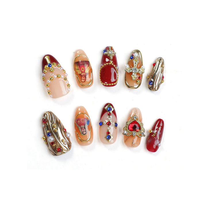 Elegant Artificial Nails with Decoration Kalsten