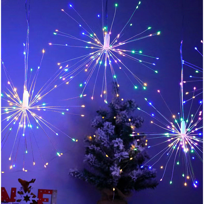 LED Starburst Hanging Pendant Light Decoration With Fiber-Optic Spokes Kalsten