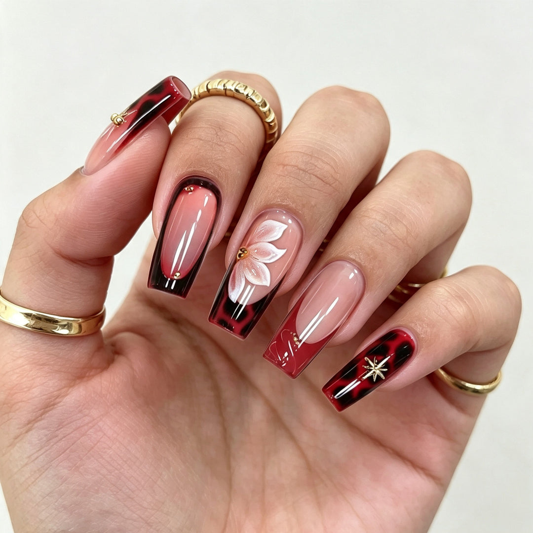 Artistic Floral Press-On Nail Set Kalsten