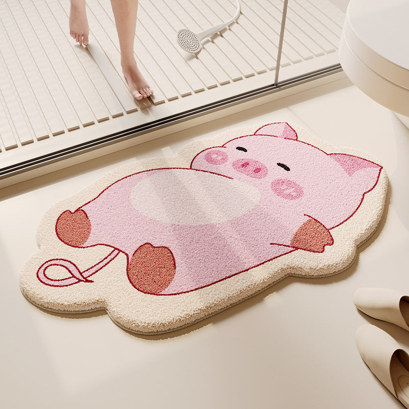 Cartoon Dog-Themed Plush Bath Mat