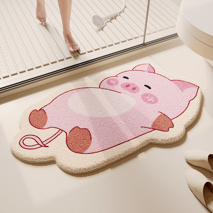 Cartoon Dog-Themed Plush Bath Mat