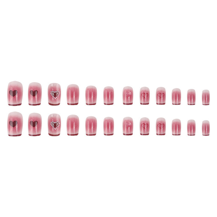 Elegant Heart-Embellished Press-On Nails Kalsten