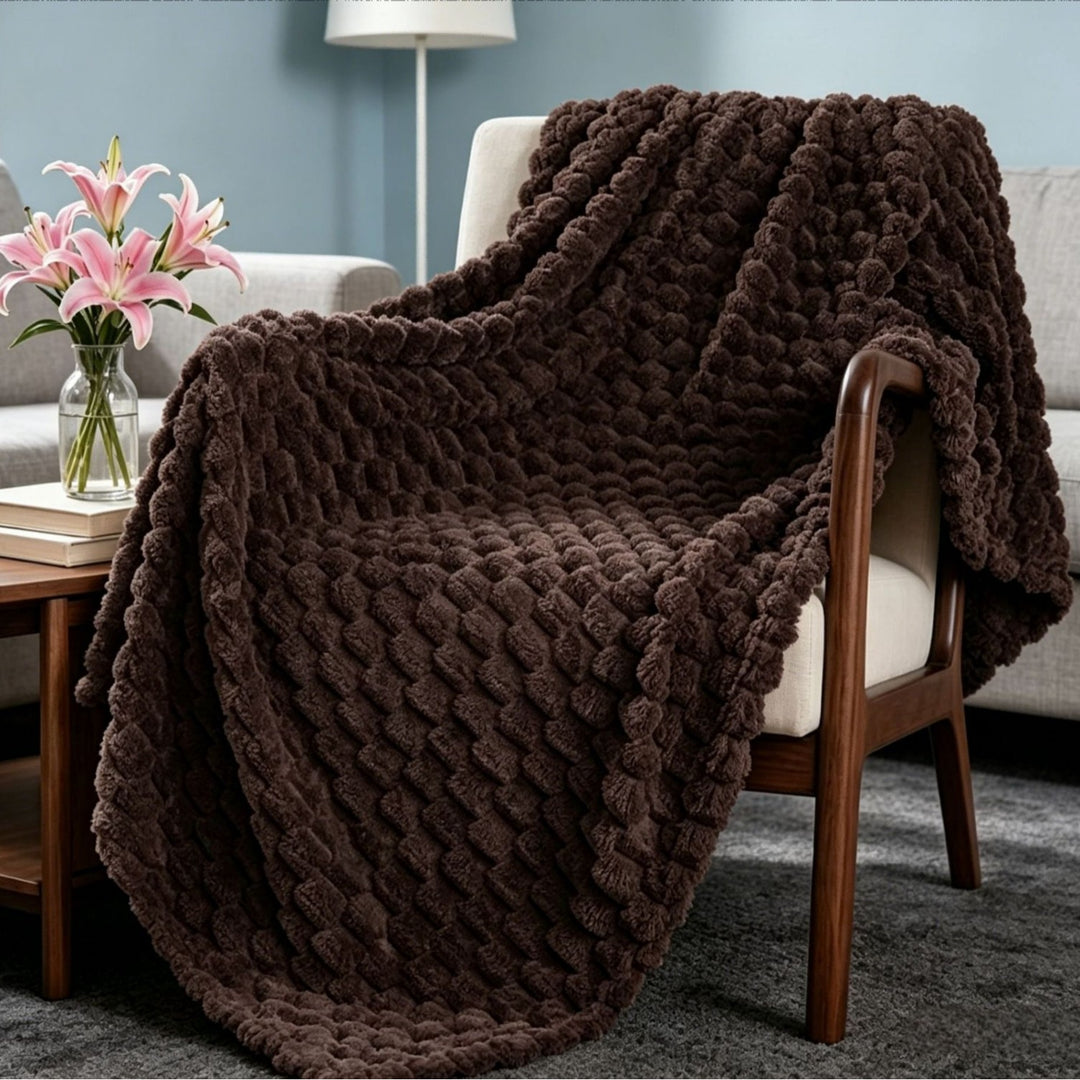 Premium Textured Plush Throw Blanket