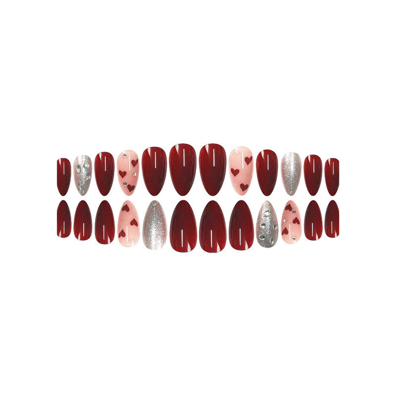 Romantic Heart and Glitter Nail Art Kalsten