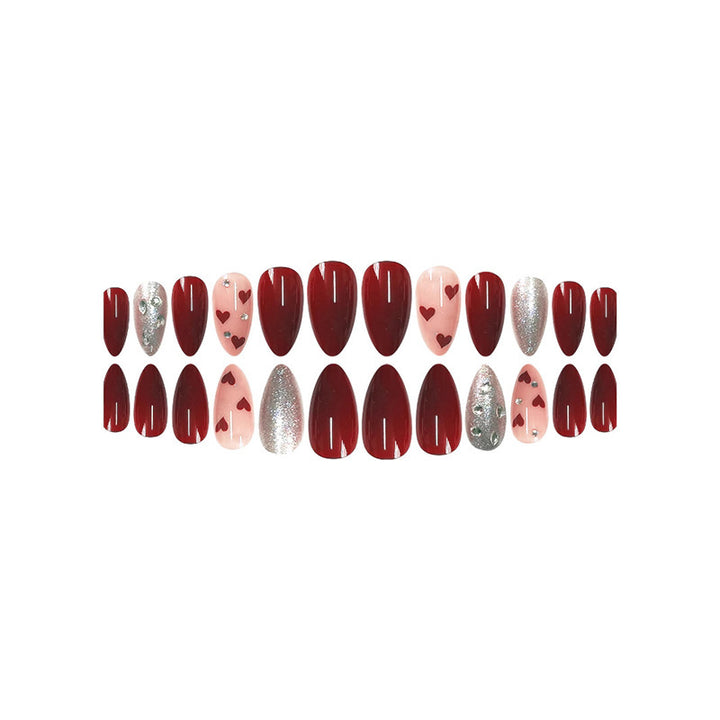 Romantic Heart and Glitter Nail Art Kalsten