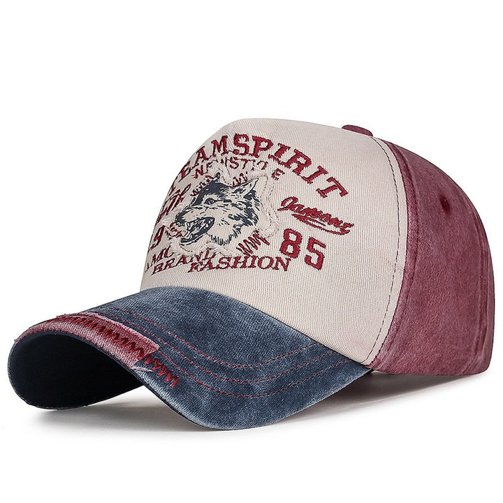 Men's Vintage-Inspired Embroidered Wolf Cap Kalsten