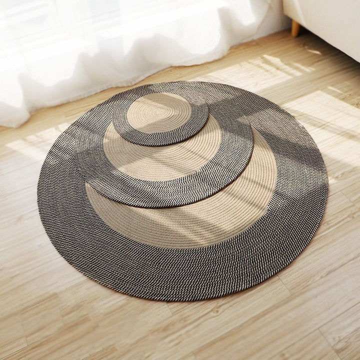 Rustic Round Rug with Fringes Kalsten