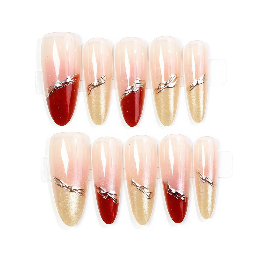 Elegant Stiletto Press-On Nail Set with Shimmering Accents Kalsten