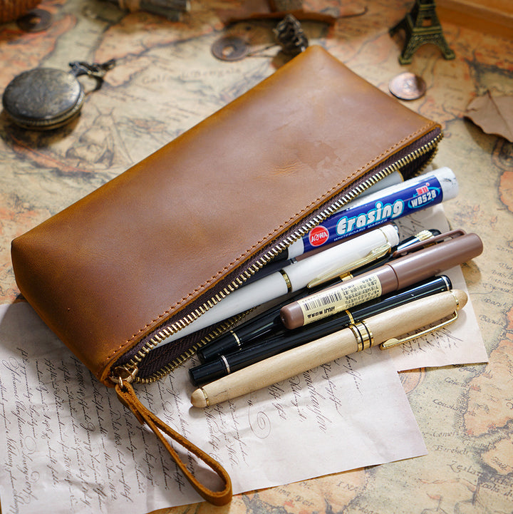 Leather Zippered Pencil Case