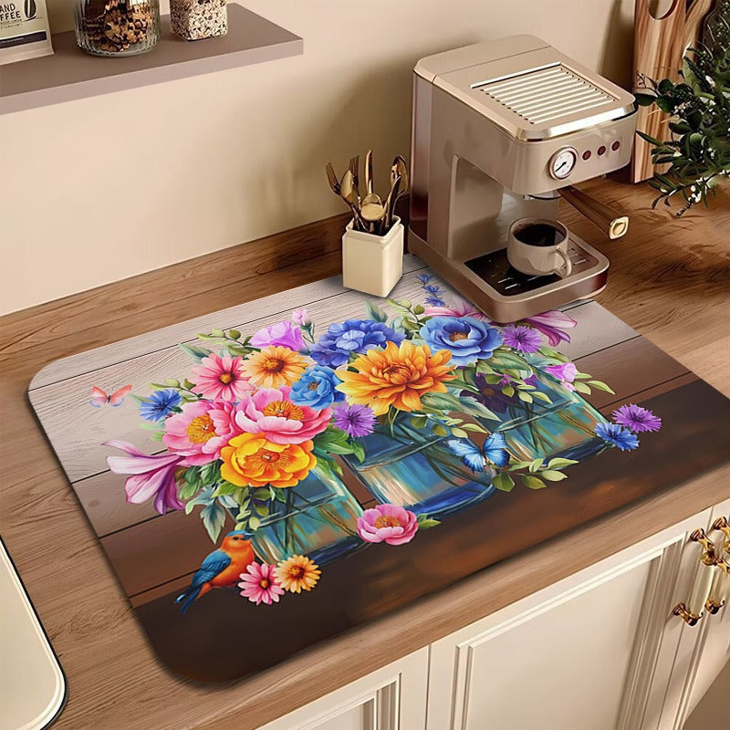 Floral Printed Kitchen Mat Kalsten