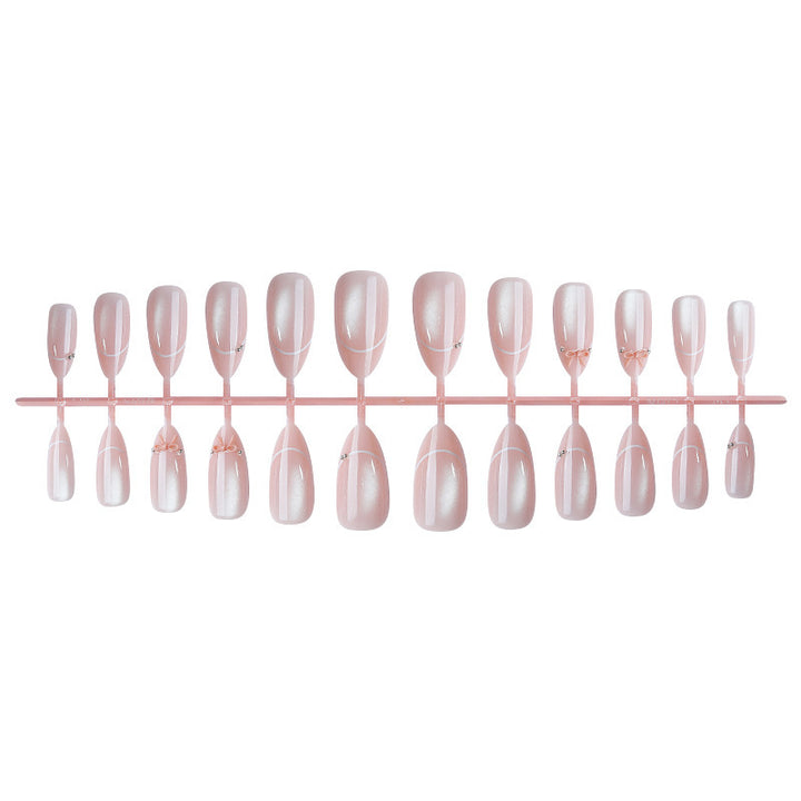 Artificial nail set with elegant bow and glitter accents Kalsten 1789119022