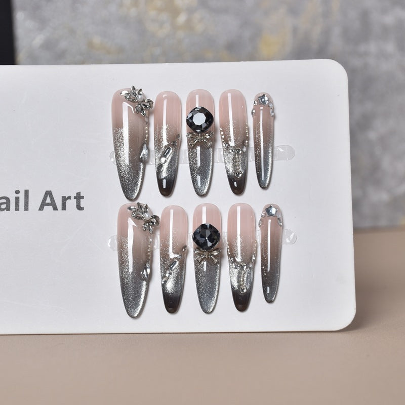 Artistic Crystal-Embellished Stiletto Nail Extensions Kalsten