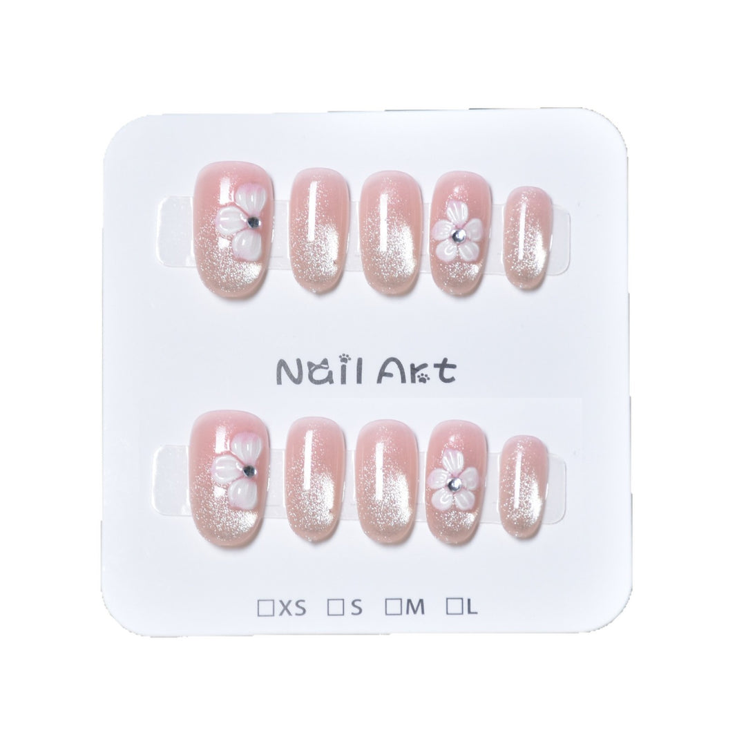 Decorative Press-On Nail Extensions with Floral Design Kalsten