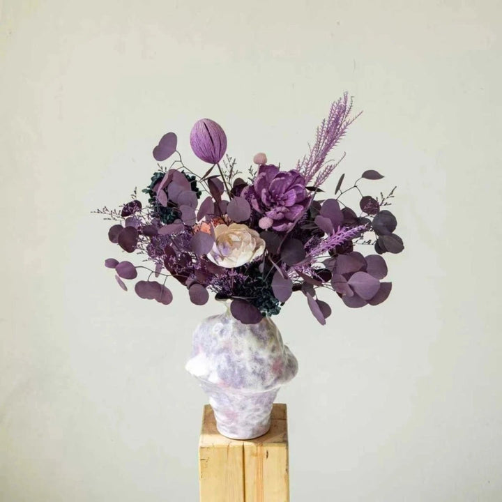 Dried Floral Bouquet with Hydrangea and Eucalyptus Accents