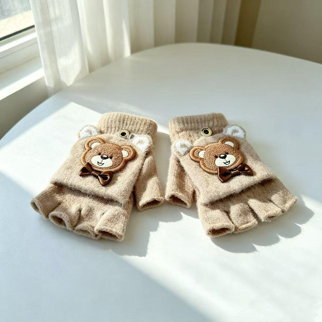 Cute Bear-Themed Fingerless Gloves Kalsten