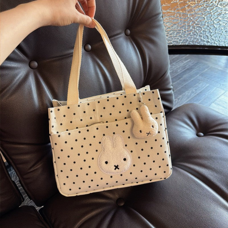 Canvas Shopper with Cute Bunny Applications Kalsten