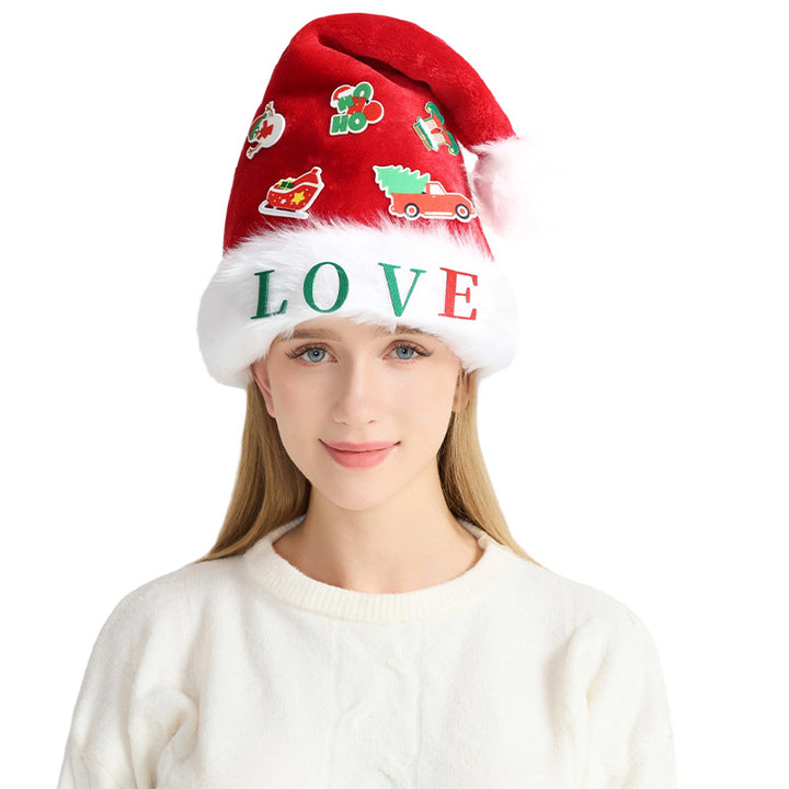 Christmas hat with lights and appliqués
