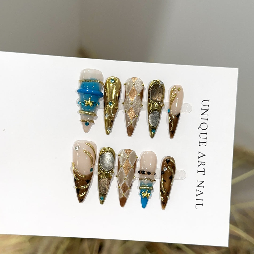 Artistic Long-Stiletto Press-On Nail Set