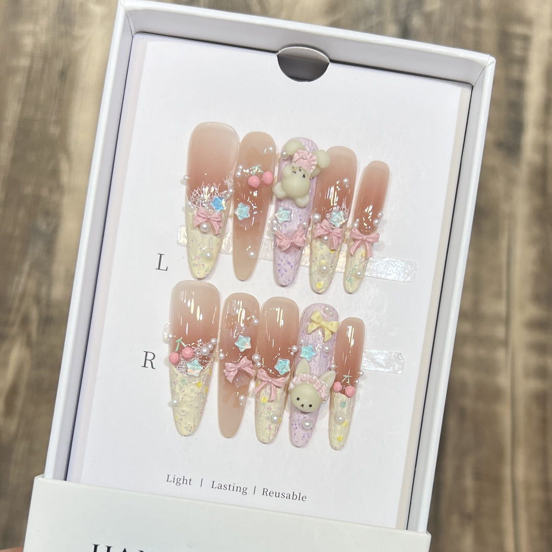 Themed Decorative Press-On Nails with 3D Accents Kalsten