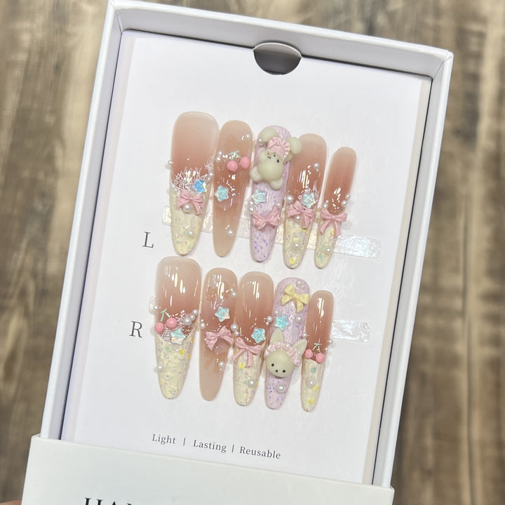 Themed Decorative Press-On Nails with 3D Accents Kalsten