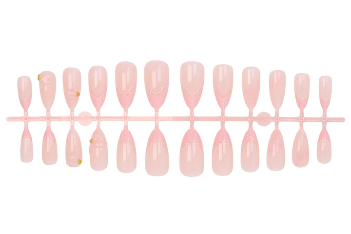 Artificial nail set with delicate flower embellishments and elegant shine Kalsten