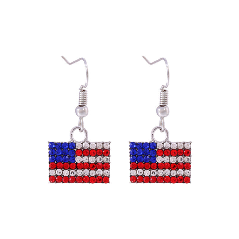 Women's star-shaped enamel earrings with USA flag motif and gold-plated fish Kalsten
