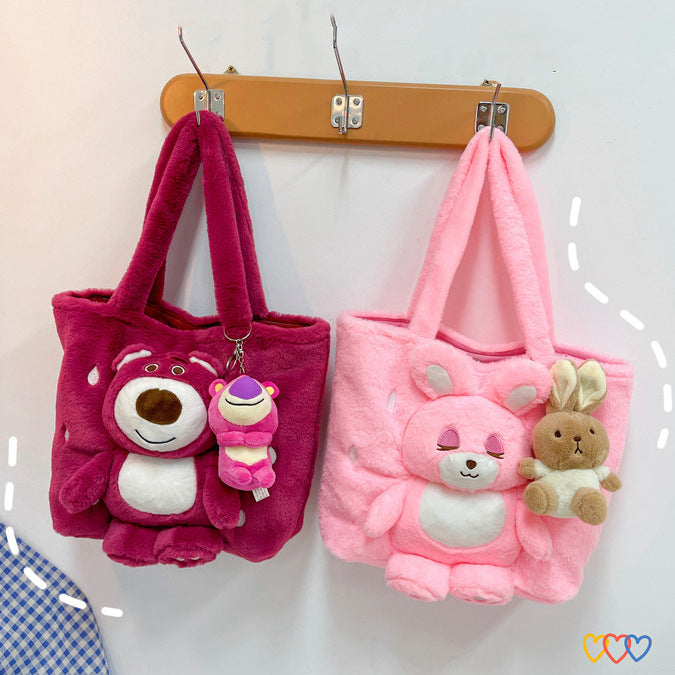 Cute Plush Bear-Themed Tote Bag
