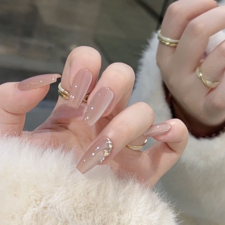 Elegant Press-On Nail Set with Rhinestone Accents Kalsten
